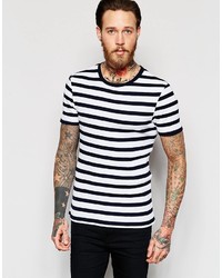 Asos Brand Extreme Muscle T Shirt In Stripe Rib With Scoop Neck