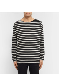 Saint Laurent Distressed Striped Cotton T Shirt