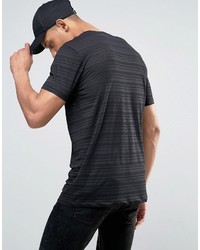 Asos Longline T Shirt With Self Sheer Stripe