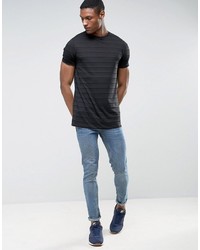 Asos Tall Longline T Shirt With Self Sheer Stripe