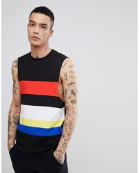 ASOS DESIGN Asos Longline Sleeveless T Shirt In Colour Block