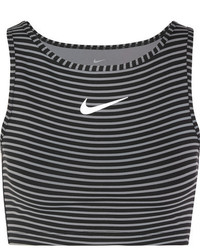 Nike Power Cropped Striped Dri Fit Stretch Jersey Tank Black