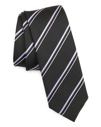 BOSS Stripe Recycled Polyester X Long Skinny Tie In Blackpurple At Nordstrom
