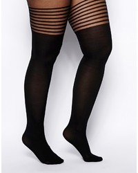Asos Curve 8 Stripe Over The Knee Tights