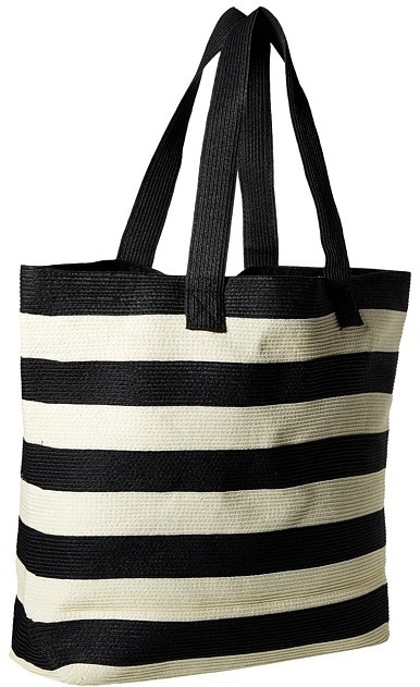 striped tote bag with zipper