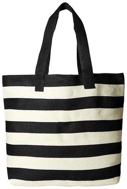 striped tote bag with zipper