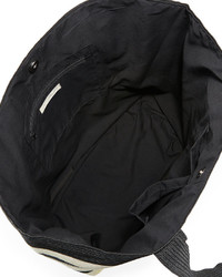 San Diego Hat Company Wide Striped Straw Tote Bag Black