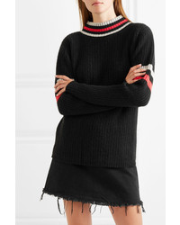 The Elder Statesman Odyssey Striped Ribbed Cashmere Turtleneck Sweater