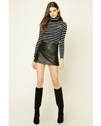 Forever 21 Striped Amore Patch Sweater