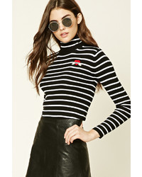Forever 21 Striped Amore Patch Sweater