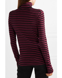 Saint Laurent Striped Ribbed Cotton Turtleneck Sweater