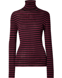 Saint Laurent Striped Ribbed Cotton Turtleneck Sweater