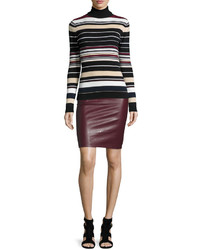 Bishop + Young Striped Ribbed Knit Turtleneck Top Assorted
