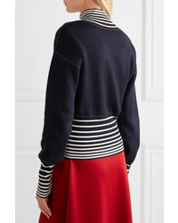 Loewe Striped Stretch Knit Turtleneck Sweater Midnight Blue