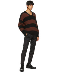 BOSS Brown Black Striped Proti Sweater