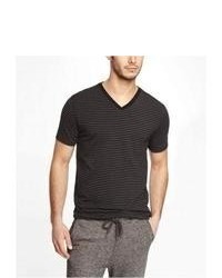 Black Horizontal Striped V-neck T-shirt