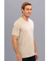Perry Ellis Ss Cotton Stripe V Neck T Shirt