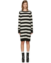Black Horizontal Striped Wool Dress