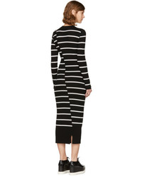 MCQ Alexander Ueen Black Distort Stripe Dress