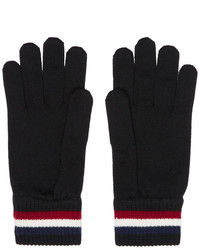 Moncler Black Striped Logo Gloves