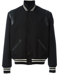 Black Horizontal Striped Wool Jacket