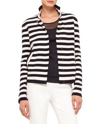 Black Horizontal Striped Wool Jacket