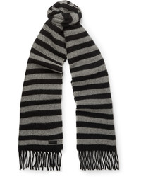 Black Horizontal Striped Wool Scarf