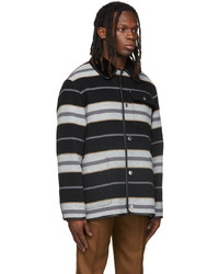 Burberry Black Grey Striped Wool Jacket
