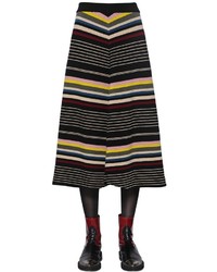 Antonio Marras Geometric Striped Wool Knit Skirt