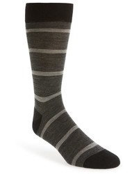 Black Horizontal Striped Wool Socks