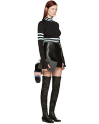 Versace Black Blue Cropped Striped Sweater