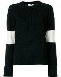 MSGM Stripe And Colour Block Back Ribbed Sweater