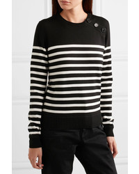 Saint Laurent Striped Wool Sweater Black