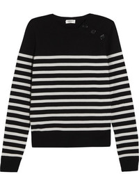 Saint Laurent Striped Wool Sweater Black