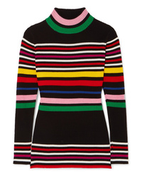 Paper London Striped Ribbed Wool Turtleneck Sweater