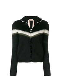 Black Horizontal Striped Zip Sweater