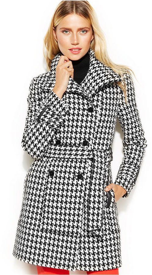 Calvin Klein Houndstooth Wool Blend Trench Coat | Where To Buy & How To ...