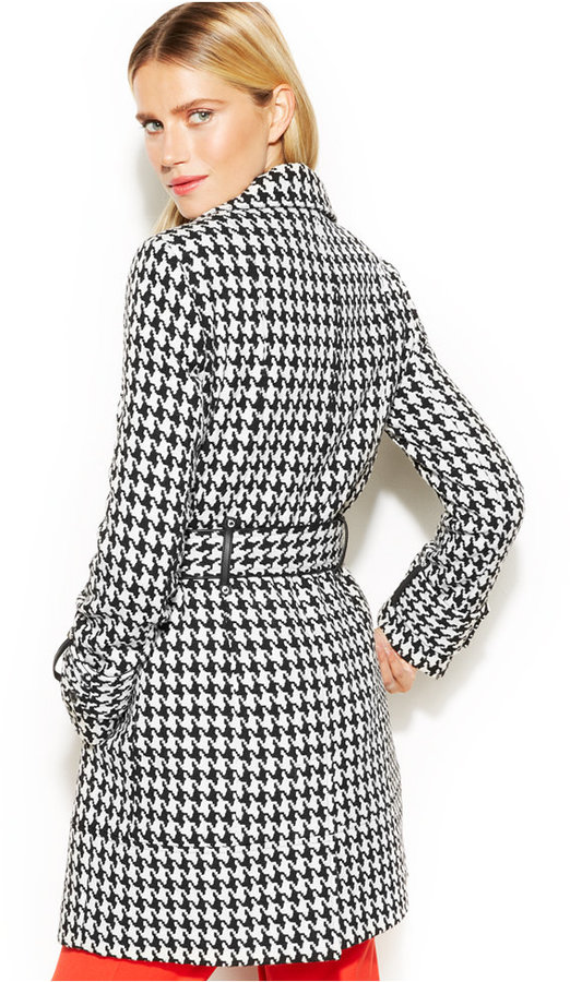 Calvin Klein Houndstooth Wool Blend Trench Coat, $400 | Macy's | Lookastic
