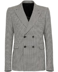 Black Houndstooth Double Breasted Blazer