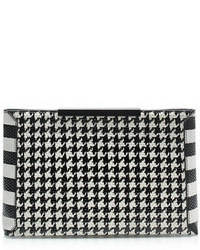 Black Houndstooth Leather Clutch