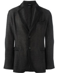 Black Houndstooth Linen Blazer