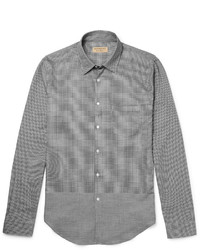 Burberry Slim Fit Panelled Houndstooth Cotton Shirt