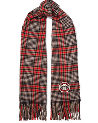 Gucci Fringed Houndstooth Wool Silk And Cashmere Blend Scarf