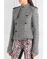 Haider Ackermann Double Breasted Houndstooth Wool Blend Jacket Black