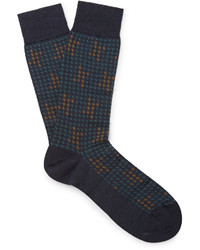 Pantherella Hopton Houndstooth Merino Wool Blend Socks