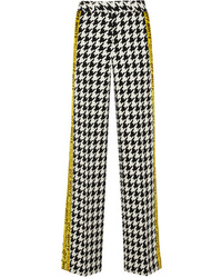 Off-White Appliqud Houndstooth Wool Blend Wide Leg Pants