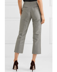 Ralph & Russo Cropped Houndstooth Wool Blend Slim Leg Pants