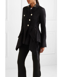Proenza Schouler Asymmetric Frayed Boucl Tweed Jacket Black
