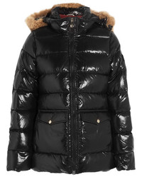 Pyrenex Authentic Faux Fur Trimmed Glossed Shell Down Jacket Black