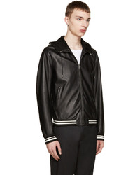 Dolce & Gabbana Black Hooded Leather Jacket